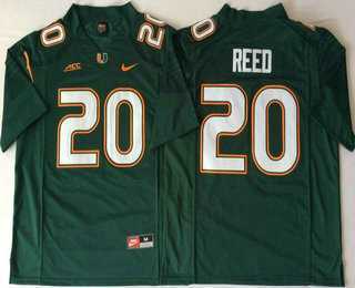 Men%27s Miami Hurricanes #20 Ed Reed Green Stitched NCAA Nike College Football Jersey->georgia bulldogs->NCAA Jersey